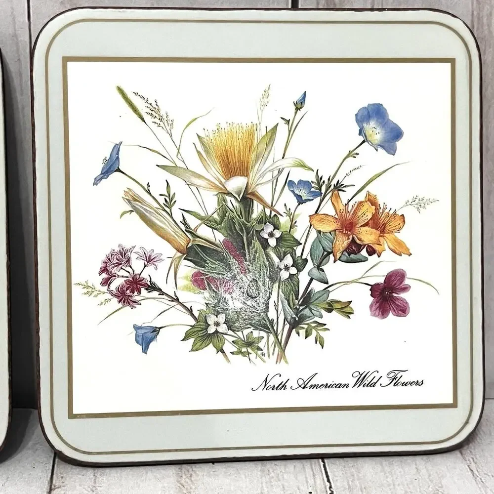 Vintage Pimpernel Coasters Set of 4 Wild Flowers Cork Back Cottage Core Coasters